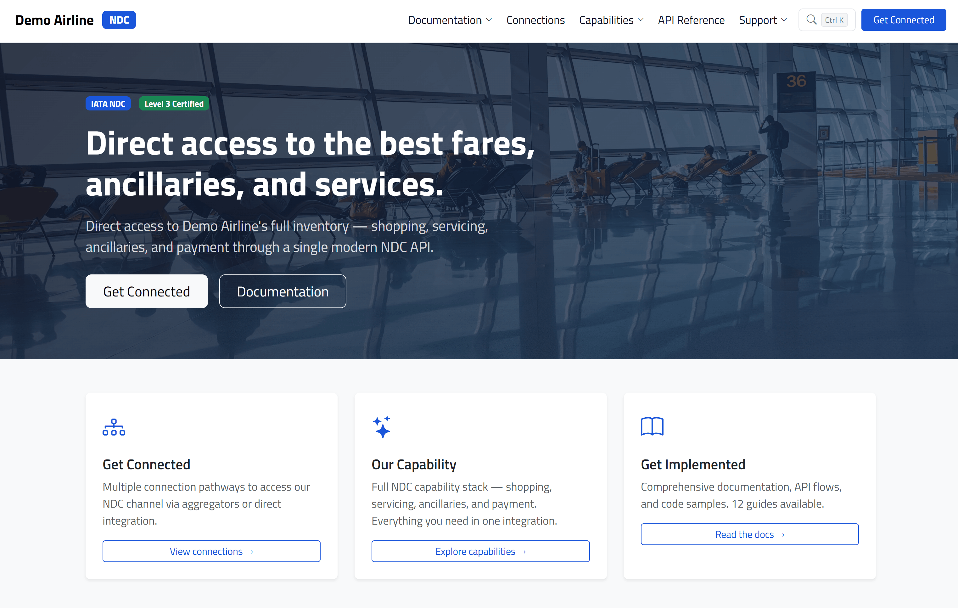 NDC Developer Portal by Ameveo — used by airlines distributing IATA NDC APIs